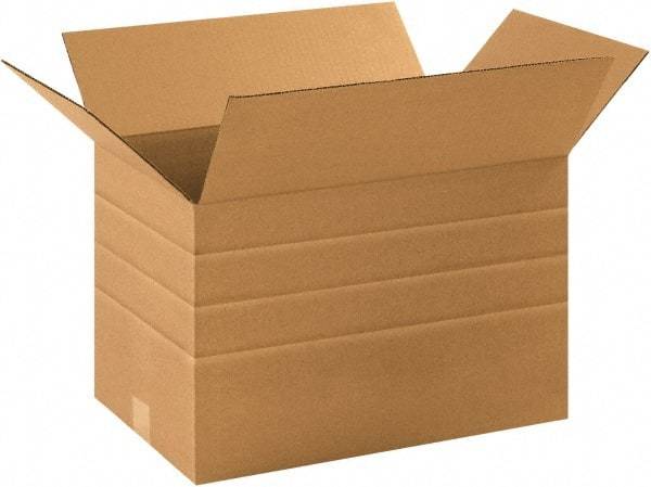 Made in USA - 12" Wide x 16" Long x 10" High Rectangle Multi-Depth Box - 1 Wall, Kraft (Color), 65 Lb Capacity - Americas Tooling