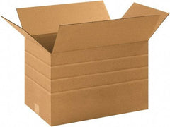 Made in USA - 12" Wide x 16" Long x 10" High Rectangle Multi-Depth Box - 1 Wall, Kraft (Color), 65 Lb Capacity - Americas Tooling