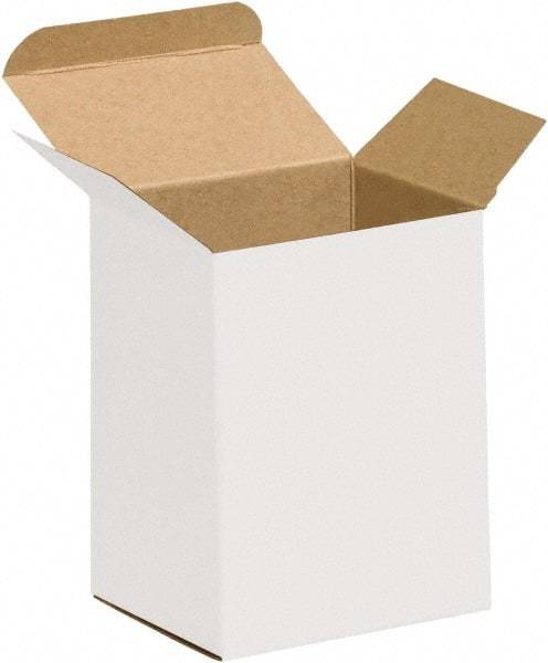 Made in USA - 1-1/4" Wide x 2" Long x 3" High Rectangle Chipboard Box - 1 Wall, White - Americas Tooling