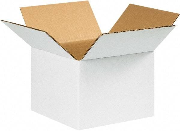 Made in USA - 8" Wide x 8" Long x 6" High Square Corrugated Shipping Box - 1 Wall, White, 65 Lb Capacity - Americas Tooling