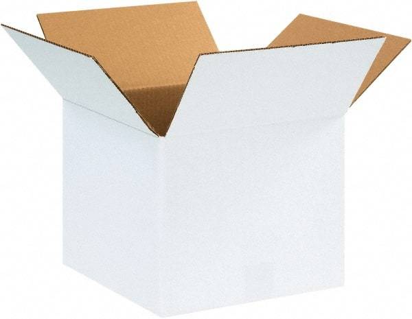 Made in USA - 12" Wide x 12" Long x 10" High Rectangle Corrugated Shipping Box - 1 Wall, White, 65 Lb Capacity - Americas Tooling