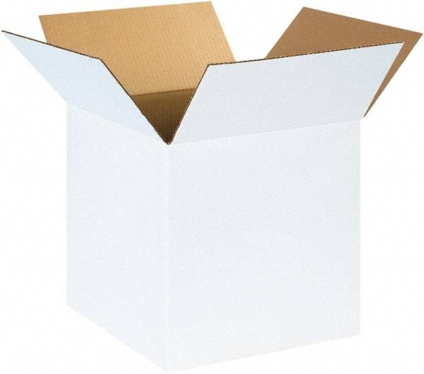 Made in USA - 14" Wide x 14" Long x 14" High Square Corrugated Shipping Box - 1 Wall, White, 65 Lb Capacity - Americas Tooling