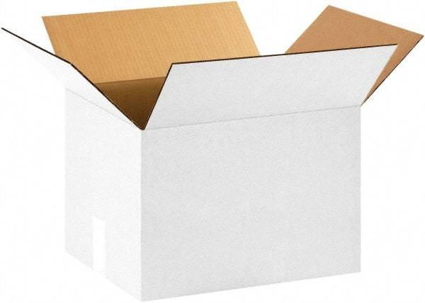 Made in USA - 12" Wide x 16" Long x 12" High Rectangle Corrugated Shipping Box - 1 Wall, White, 65 Lb Capacity - Americas Tooling