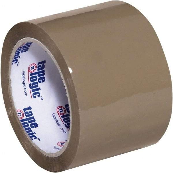 Tape Logic - 3" x 55 Yd Tan Acrylic Adhesive Packaging Tape - Polypropylene Film Backing, 2.6 mil Thick, 24.7 Lb Tensile Strength - Americas Tooling