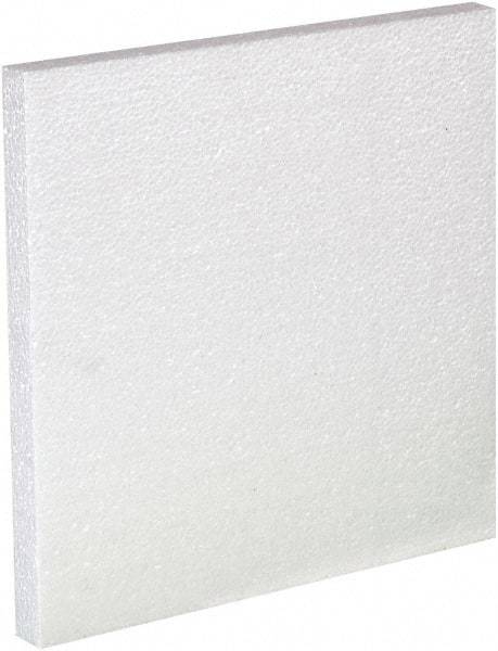 Made in USA - 12" Long x 12" Wide x 1" High x 1" Thick Polystyrene Foam - White, Case - Americas Tooling