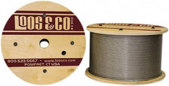 Loos & Co. - 3/16" x 3/32" Diam, Stainless Steel Wire Rope - 920 Lb Breaking Strength, 7 x 7, Vinyl Coating - Americas Tooling