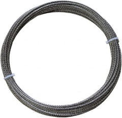 Loos & Co. - 50' Long, 1/4" x 1/4" Diam, Stainless Steel Wire Rope - 6,100 Lb Breaking Strength, 7 x 7 - Americas Tooling