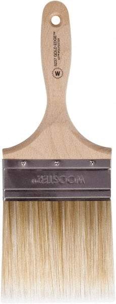 Wooster Brush - 4" Flat Polyester Wall Brush - 3-15/16" Bristle Length, 5-3/8" Wood Beavertail Handle - Americas Tooling