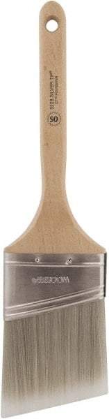 Wooster Brush - 3" Oval/Angle Polyester Angular Brush - 2-15/16" Bristle Length, 6-1/2" Wood Fluted Handle - Americas Tooling