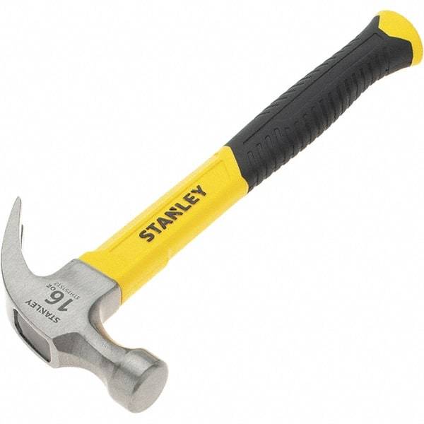 Stanley - 16 oz Head, Straight Rip Claw Hammer - 12.8" OAL, Steel Head, 1.1" Face Diam, Smooth Face, Fiberglass Handle with Grip - Americas Tooling