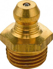 Umeta - Straight Head Angle, 3/8-24 UNF Brass Standard Grease Fitting - 11mm Hex, 15mm Overall Height, 5.5mm Shank Length - Americas Tooling