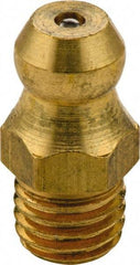 Umeta - Straight Head Angle, M6x1 Metric Brass Standard Grease Fitting - 7mm Hex, 15mm Overall Height, 5.5mm Shank Length, Zinc Plated Finish - Americas Tooling