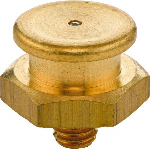 Umeta - Straight Head Angle, 1/8-28 BSPP Brass Button-Head Grease Fitting - 17mm Hex, 17mm Overall Height - Americas Tooling