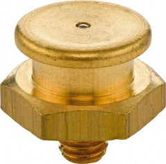 Umeta - Straight Head Angle, M8x1.25 Metric Brass Button-Head Grease Fitting - 17mm Hex, 17mm Overall Height - Americas Tooling