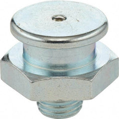 Umeta - Straight Head Angle, M8x1.25 Metric Steel Button-Head Grease Fitting - 17mm Hex, 17mm Overall Height - Americas Tooling