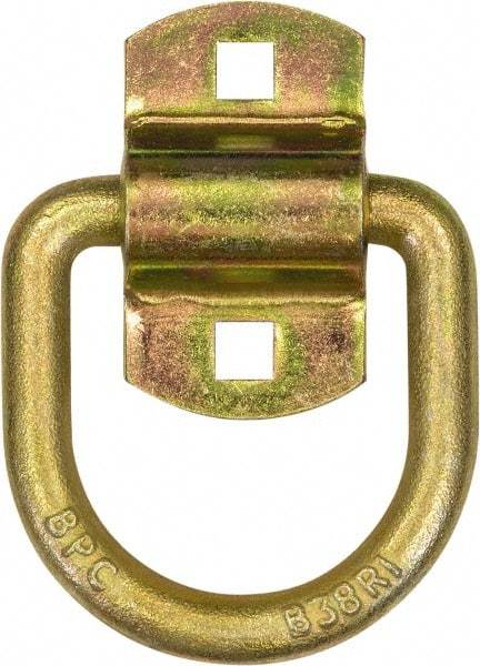 Buyers Products - Steel with Galvanized Zinc Coating D-Ring with 2-Hole Mounting Bracket - 3-1/2" Long, Yellow, For Use with Cargo Control - Americas Tooling