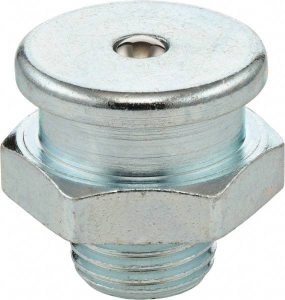 Umeta - Straight Head Angle, 1/2-14 BSPP Steel Button-Head Grease Fitting - 22mm Hex, 21.5mm Overall Height - Americas Tooling