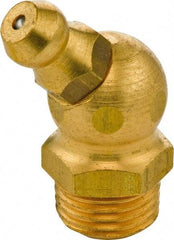 Umeta - 45° Head Angle, 1/4-19 BSPT Brass Standard Grease Fitting - 14mm Hex, 22.5mm Overall Height, 6.5mm Shank Length - Americas Tooling