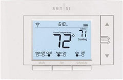 White-Rodgers - 50 to 99°F, 4 Heat, 2 Cool, Digital Programmable Wi-Fi Universal Thermostat - 20 to 30 Volts, 1.77" Inside Depth x 1.77" Inside Height x 5-1/4" Inside Width, Horizontal Mount - Americas Tooling