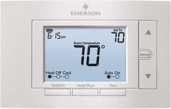 White-Rodgers - 50 to 99°F, 4 Heat, 2 Cool, Digital Nonprogrammable Multi-Stage Thermostat - 20 to 30 Volts, 1.77" Inside Depth x 1.77" Inside Height x 5-1/4" Inside Width, Horizontal Mount - Americas Tooling