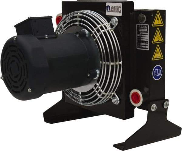 AKG Thermal Systems - SAE #12, 1 Fan Mount, Liquid-To-Air Aluminum Brazed Process Equipment Heat Exchanger - Oil Cooler, Ethylene Glycol/Water Mixture Cooler, 14.25" High x 13.78" Wide x 13.27" Deep, 250°F Max - Americas Tooling