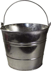 Funnel King - 12 Qt, 10" High, Galvanized Steel Round Silver Single Pail - Handle Included, 11-1/2" Top Diam - Americas Tooling