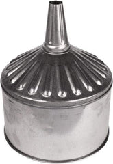 Funnel King - 8 Qt Capacity Galvanized Steel Funnel - 9-5/8" Mouth OD, 1" Tip OD, 3-1/2" Straight Spout, Silver - Americas Tooling