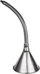 Funnel King - 1 Qt Capacity Galvanized Steel Funnel - 6-3/8" Mouth OD, 7/16" Tip OD, 14" Flexible Spout, Silver - Americas Tooling