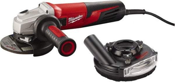 Milwaukee Tool - 5" Wheel Diam, 11,000 RPM, Corded Angle & Disc Grinder - 5/8-11 Spindle, 120 Volts, 13 Amps - Americas Tooling