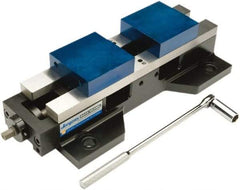 Jergens - 4" Jaw Width, 13" Max Jaw Opening, Manual Self Centering Vise - 7,200 Max Operating psi, 5.68" Stroke Length, 17" OAL x 6" OAW x 4" OAH - Americas Tooling