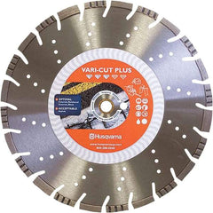 Husqvarna - 18" Diam, 25/32 & 1" Arbor Hole Diam, Continuous Edge Tooth Wet & Dry Cut Saw Blade - Diamond-Tipped, General Purpose Action, Standard Round Arbor - Americas Tooling