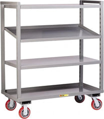 Little Giant - 3,200 Lb Capacity, 3 Shelf, Steel Shelf Truck - 60" Long x 24" Wide x 57-1/4" High, Polyurethane Wheels - Americas Tooling