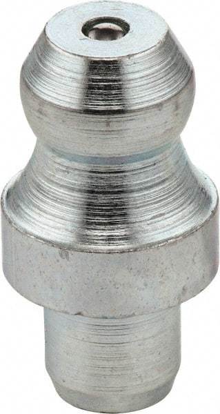 Umeta - Straight Head Angle, M6 Drive-In Steel Drive-In Grease Fitting - 8mm Hex, 15mm Overall Height, 5.5mm Shank Length, Zinc Plated Finish - Americas Tooling