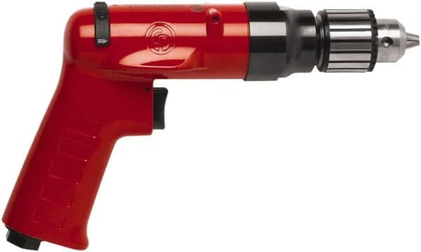 Chicago Pneumatic - 3/8" Reversible Keyed Chuck - Pistol Grip Handle, 2,600 RPM, 32 LPS, 0.5 hp - Americas Tooling