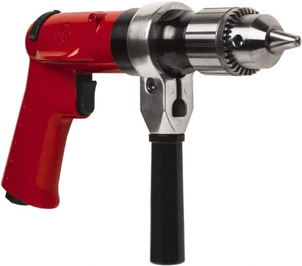 Chicago Pneumatic - 1/2" Reversible Keyed Chuck - Pistol Grip Handle, 500 RPM, 32 LPS, 0.5 hp - Americas Tooling