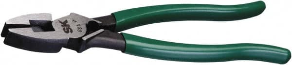 SK - 8-3/4" OAL, 2-3/4" Jaw Length, Side Cutting Flared Tip Pliers - Cutter Jaw, Vinyl Coated Handles - Americas Tooling