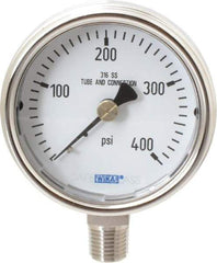 Wika - 2-1/2" Dial, 1/4 Thread, 0-400 Scale Range, Pressure Gauge - Lower Connection Mount, Accurate to 2-1-2% of Scale - Americas Tooling