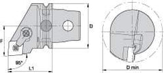 Kennametal - Right Hand Cut, Size KM63, CN.. Insert Compatiblity, Internal Modular Turning & Profiling Cutting Unit Head - 43mm Ctr to Cutting Edge, 60mm Head Length, Through Coolant, Series Kenloc - Americas Tooling