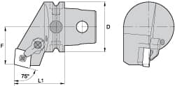 Kennametal - Right Hand Cut, Size KM63, CN.. Insert Compatiblity, External Modular Turning & Profiling Cutting Unit Head - 38mm Ctr to Cutting Edge, 60mm Head Length, Through Coolant, Series Kenloc - Americas Tooling