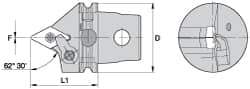 Kennametal - Neutral Cut, Size KM63, DN.. Insert Compatiblity, External Modular Turning & Profiling Cutting Unit Head - 60mm Head Length, Through Coolant, Series Kenloc - Americas Tooling