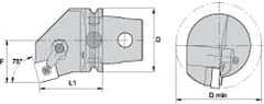 Kennametal - Left Hand Cut, Size KM63, SN.. Insert Compatiblity, Internal Modular Turning & Profiling Cutting Unit Head - 43mm Ctr to Cutting Edge, 60mm Head Length, Through Coolant, Series Kenloc - Americas Tooling