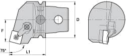 Kennametal - Right Hand Cut, Size KM63, SN.. Insert Compatiblity, External Modular Turning & Profiling Cutting Unit Head - 38mm Ctr to Cutting Edge, 60mm Head Length, Through Coolant, Series Kenloc - Americas Tooling