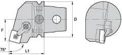 Kennametal - Right Hand Cut, Size KM63, SN.. Insert Compatiblity, External Modular Turning & Profiling Cutting Unit Head - 38mm Ctr to Cutting Edge, 60mm Head Length, Through Coolant, Series Kenloc - Americas Tooling