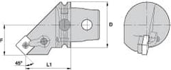 Kennametal - Right Hand Cut, Size KM63, SN.. Insert Compatiblity, Internal Modular Turning & Profiling Cutting Unit Head - 43mm Ctr to Cutting Edge, 72mm Head Length, Through Coolant, Series Kenloc - Americas Tooling