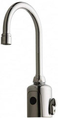 Chicago Faucets - Polished Chrome Plated Electronic User Adjustable Temperature Control Mixer Sensor Faucet - Powered by 6 Volt Lithium CRP2 Battery (Included), Gooseneck Spout, 4 to 8" Mounting Centers - Americas Tooling