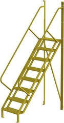 TRI-ARC - 122" 8 Step Configurable Crossover Ladder - 50° Incline, 1,000 Lb Capacity, 80" Platform Height, 30" Base Width x 69-1/2" Base Depth, Serrated - Americas Tooling