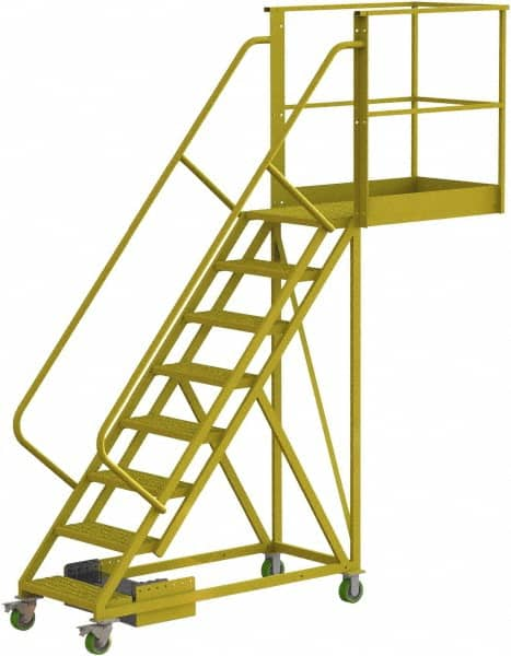 TRI-ARC - 122" 8 Step Configurable Cantilever Ladder - Unsupported, 300 Lb Capacity, 80" Platform Height, 30" Base Width x 109" Base Depth, Serrated - Americas Tooling