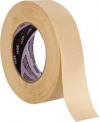 3M - 36mm Wide x 55 m Long Tan Paper Masking Tape - Series 501+, 7.3 mil Thick, 26 In/Lb Tensile Strength - Americas Tooling