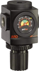 ARO/Ingersoll-Rand - 3/8 NPT Port, 179 CFM, Aluminum Standard Regulator - 0 to 140 psi Range, 250 Max psi Supply Pressure, 1/8" Gauge Port Thread, 3.15" Wide x 5.472" High - Americas Tooling