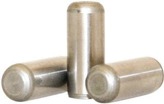 Value Collection - 8mm Diam x 40mm Pin Length 316 Stainless Steel Standard Dowel Pin - Bright Finish, 1 Rounded End - Americas Tooling